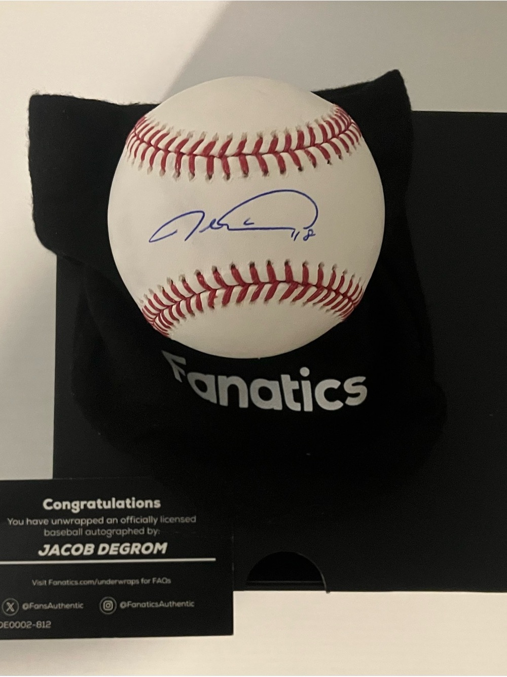 Jacob deGrom Signed Rawlings Baseball verified by Fanatics